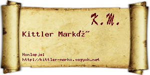 Kittler Markó névjegykártya